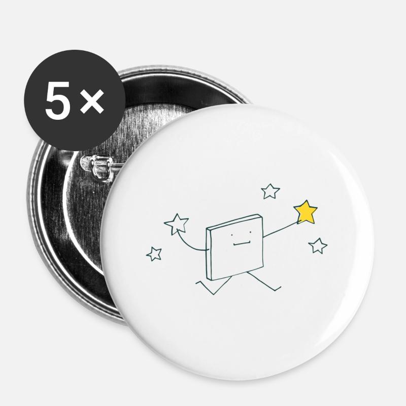 Stars - Buttons large 2.2''/56 mm (5-pack) - white