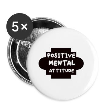 Positive Mental Attitude - Buttons groß 56 mm (5er Pack) - Weiß - Vorne