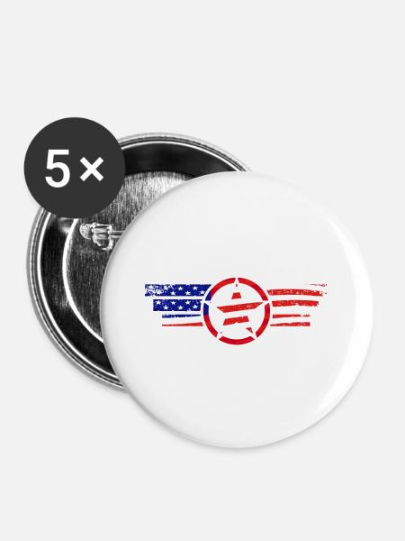 USA ARMY - Buttons groß 56 mm (5er Pack) - Weiß