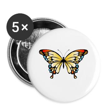 Schmetterling - Buttons groß 56 mm (5er Pack) - Weiß - Vorne