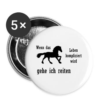 Pferde Spruch - Buttons groß 56 mm (5er Pack) - Weiß - Vorne