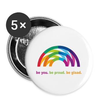 Arc-en-ciel fierté - Lot de 5 grands badges (56 mm) - blanc - Devant