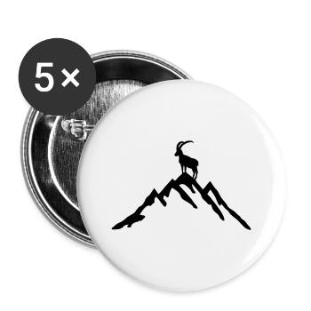 Berg und Steinbock - Buttons groß 56 mm (5er Pack) - Weiß - Vorne