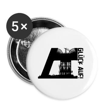 Glück auf - Buttons groß 56 mm (5er Pack) - Weiß - Vorne