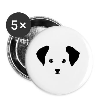 Hund, Hündchen - Buttons groß 56 mm (5er Pack) - Weiß - Vorne