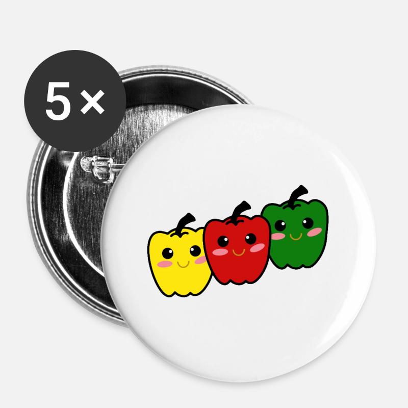Happy peppers - Buttons large 2.2''/56 mm (5-pack) - white