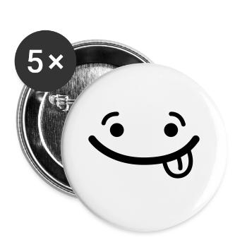 Smile Gesicht Zunge Witzig Lustig Grimasse - Buttons groß 56 mm (5er Pack) - Weiß - Vorne