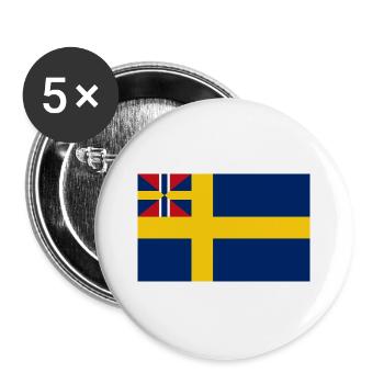 Sillsalaten Swedish Union flag w. Norway 1844-1905 - Buttons large 2.2''/56 mm (5-pack) - white - Front