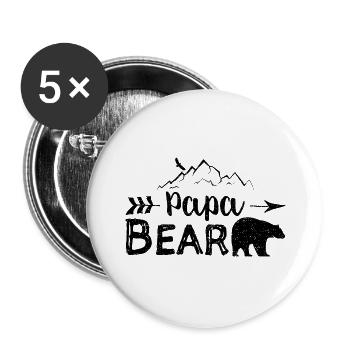 Papa Bear - father - Buttons large 2.2''/56 mm (5-pack) - white - Front