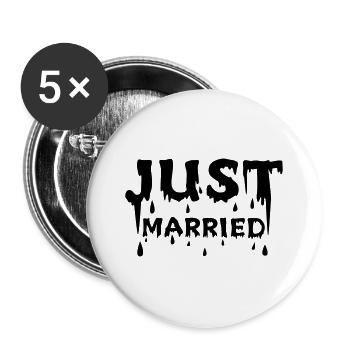 Just Married - motif de mariage Halloween - Lot de 5 grands badges (56 mm) - blanc - Devant