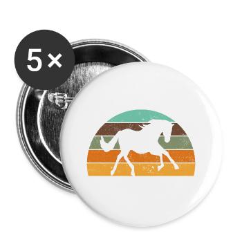 Cheval coucher de soleil rétro - Lot de 5 grands badges (56 mm) - blanc - Devant