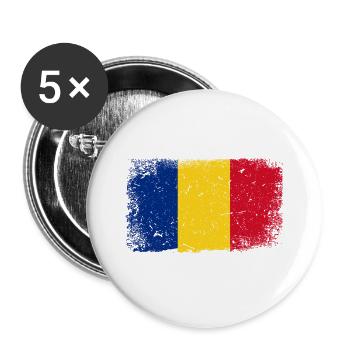 Romania flag - Buttons large 2.2''/56 mm (5-pack) - white - Front
