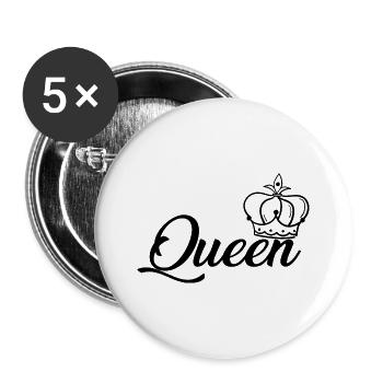 Queen, queen, crown, crown - Buttons large 2.2''/56 mm (5-pack) - white - Front