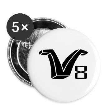 V8 forever - Buttons large 2.2''/56 mm (5-pack) - white - Front