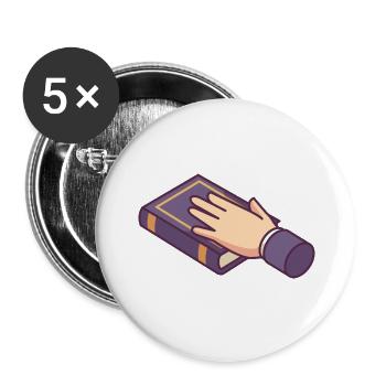 Hand Swearing on a Book. - Buttons large 2.2''/56 mm (5-pack) - white - Front