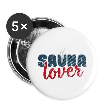 Sauna lover Spa Banja Hamam Geschenk Saunahaus - Buttons groß 56 mm (5er Pack) - Weiß - Vorne