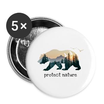 Protect nature cadeau écologie Changement climatique - Lot de 5 grands badges (56 mm) - blanc - Devant