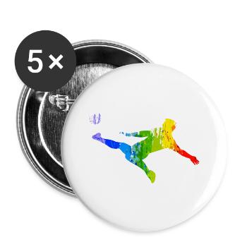 Bunter Fußballer - Buttons groß 56 mm (5er Pack) - Weiß - Vorne