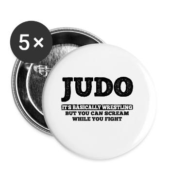 Japanischer Kampfsport Judo - Buttons groß 56 mm (5er Pack) - Weiß - Vorne