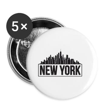 New York City Skyline États-Unis Amérique - Lot de 5 grands badges (56 mm) - blanc - Devant