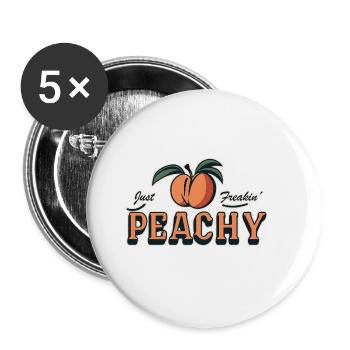 juste pêche - peach fruit dicton - Lot de 5 grands badges (56 mm) - blanc - Devant