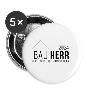 Builder 2024, My construction site - its rules - Buttons large 2.2''/56 mm (5-pack) - white - Front