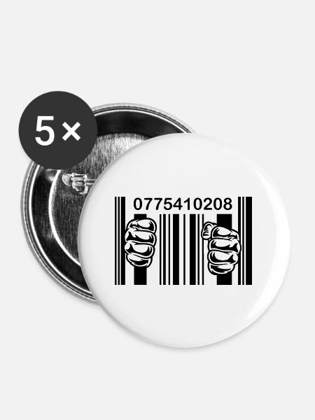 PRISON BARCODE - Buttons large 2.2''/56 mm (5-pack) - white