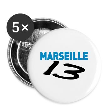 marseille_13, OM - Lot de 5 grands badges (56 mm) - blanc - Devant
