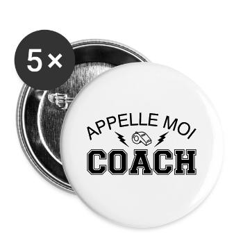 Appelle Moi Coach - Lot de 5 grands badges (56 mm) - blanc - Devant