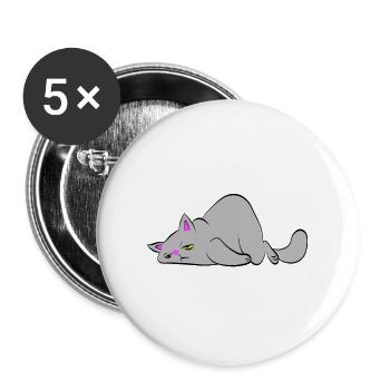 Tired cat - Buttons large 2.2''/56 mm (5-pack) - white - Front