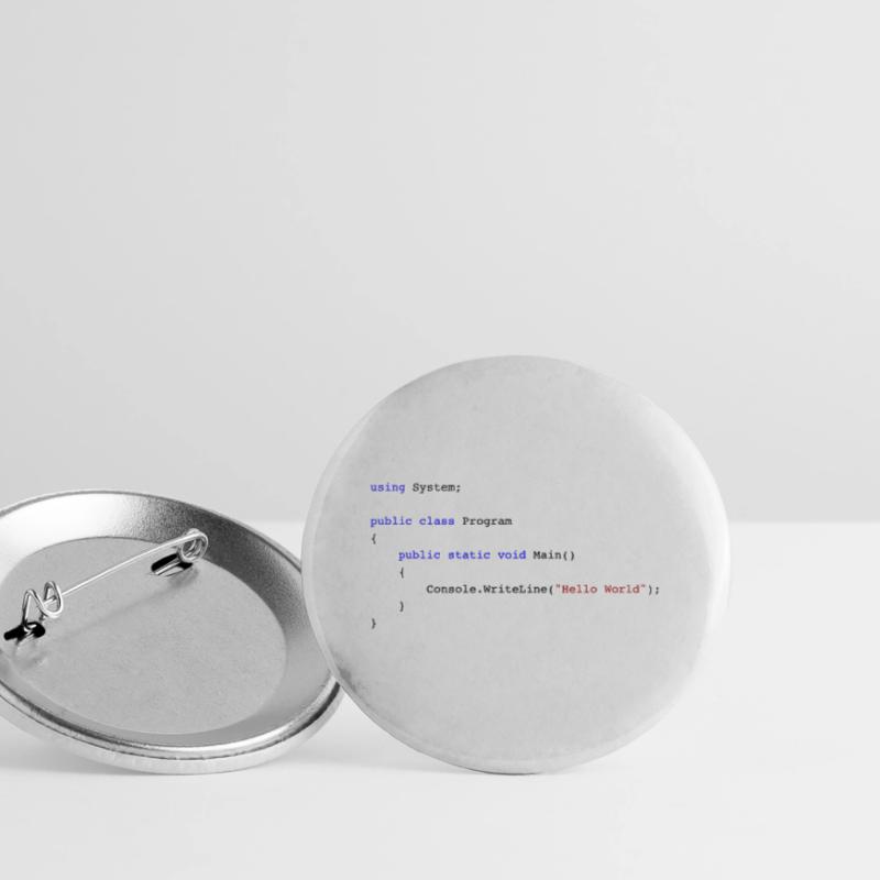 C# .NET Code Hello World Programmierer Geschenk Buttons groß 56 mm (5er Pack)