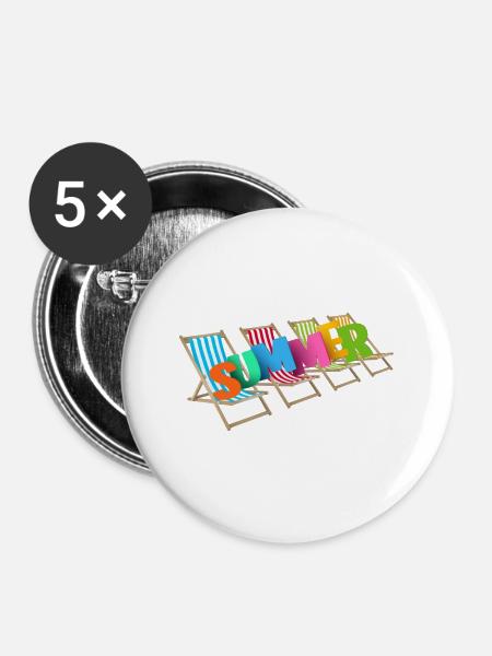 Sommer - Buttons groß 56 mm (5er Pack) - Weiß