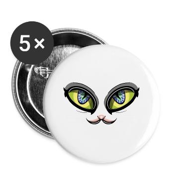 yeux de chat - Lot de 5 grands badges (56 mm) - blanc - Devant