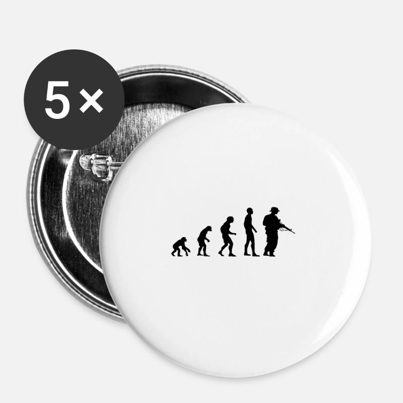Evolution Soldat Von Affe zu Soldat - Buttons groß 56 mm (5er Pack) - Weiß