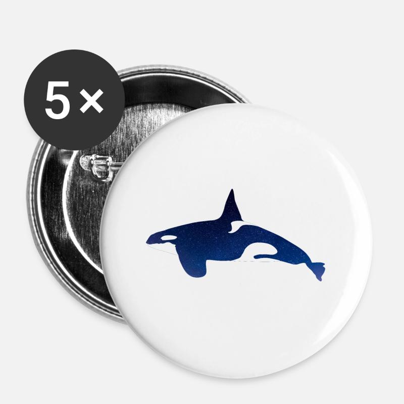 Orca in the night sky - Buttons large 2.2''/56 mm (5-pack) - white