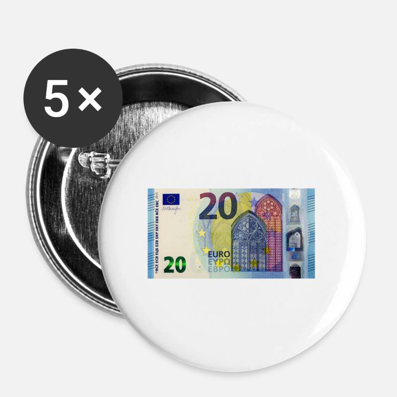 20 Euros - Buttons large 2.2''/56 mm (5-pack) - white