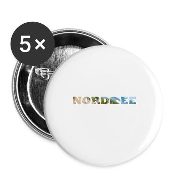 Nordsee - Strand - Dünen - Buttons groß 56 mm (5er Pack) - Weiß - Vorne