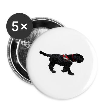 Schnauzer UNIQUEMENT - Lot de 5 grands badges (56 mm) - blanc - Devant