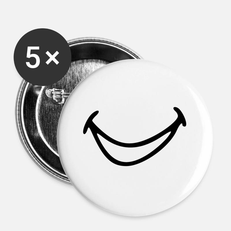 Lachender Mund. - Buttons groß 56 mm (5er Pack) - Weiß