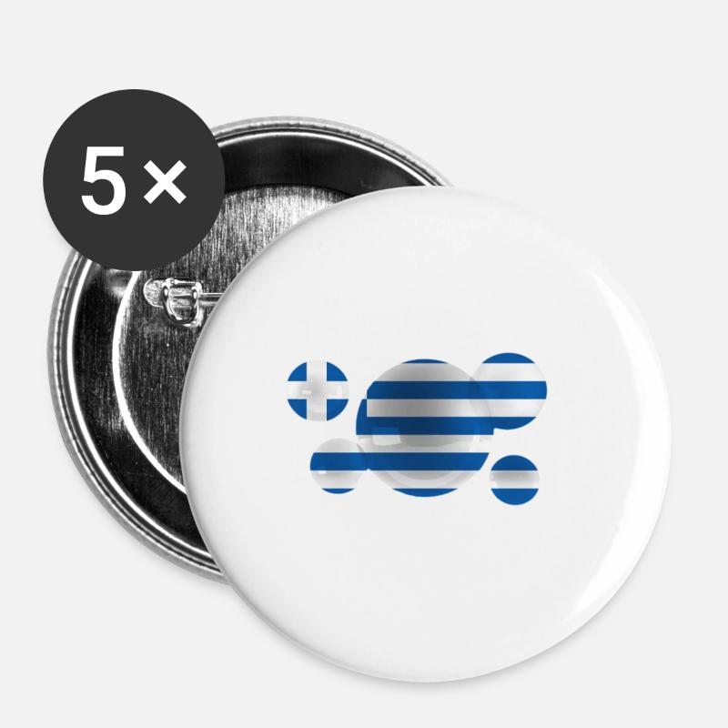 Greece flag on bubbles - Buttons large 2.2''/56 mm (5-pack) - white