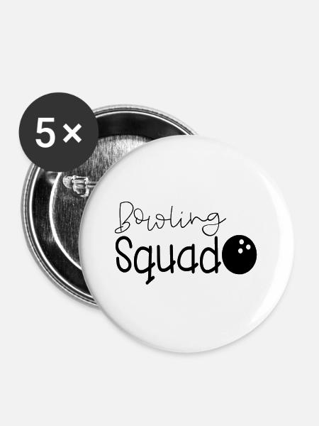Bowling Team Mannschaft Spieler Squad - Buttons groß 56 mm (5er Pack) - Weiß