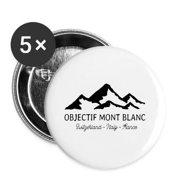 Objectif Mont Blanc Switzerland Italy France - Lot de 5 grands badges (56 mm) - blanc - Devant