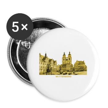 Église de la ville de Wittenberg Lutherstadt Saxe-Anhalt - Lot de 5 grands badges (56 mm) - blanc - Devant