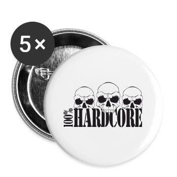 100% Hard core - Buttons large 2.2''/56 mm (5-pack) - white - Front