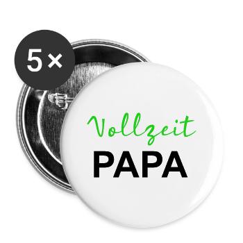 vollzeit papa - Buttons groß 56 mm (5er Pack) - Weiß - Vorne
