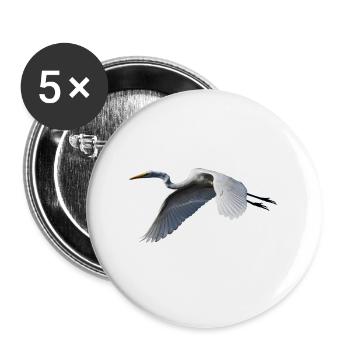 Kranich - Buttons groß 56 mm (5er Pack) - Weiß - Vorne