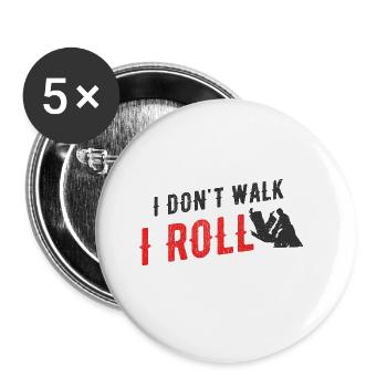 BJJ Jiu Jitsu - Buttons groß 56 mm (5er Pack) - Weiß - Vorne