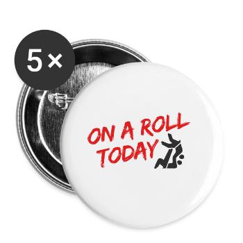 BJJ Jiu Jitsu - Buttons groß 56 mm (5er Pack) - Weiß - Vorne