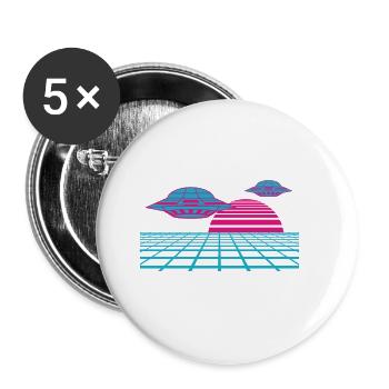 Verpasse deinem Outfit etwas Retro Style - Buttons groß 56 mm (5er Pack) - Weiß - Vorne