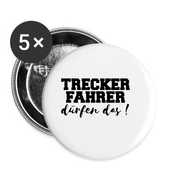 Treckerfahrer Dürfen Das! Trecker Trekker Landwirt - Buttons groß 56 mm (5er Pack) - Weiß - Vorne